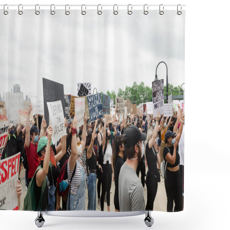 Personality  Hoboken, NJ / USA - June 5th, 2020: Black Lives Matter Peaceful Protest In Hoboken, NJ Hoboken, NJ / USA - June 5th, 2020: Black Lives Matter Peaceful Protest In Hoboken, NJ  Shower Curtains