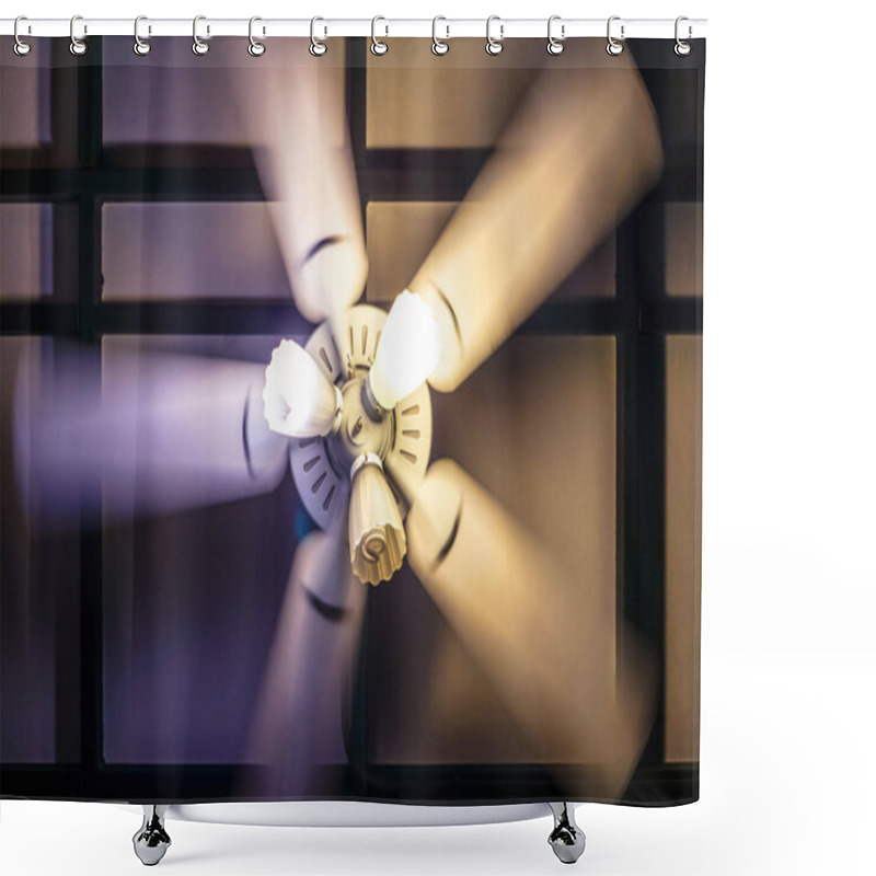 Personality  Motion Blur Of Spinning Ceiling Fan With Lamp Shower Curtains