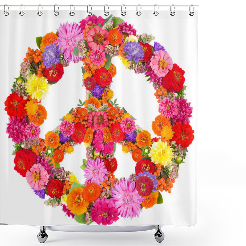 Personality  Sign Peace From Flowers Shower Curtains