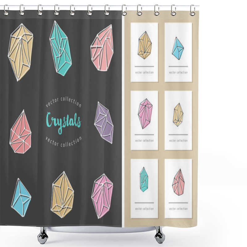 Personality  Crystals - Hand Drawn Elements Shower Curtains