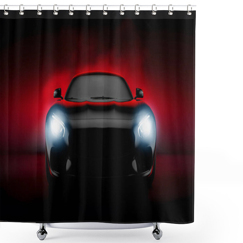 Personality  Generic And Unbranded Sport Car On A Dark And Red Background, 3D Illustration Shower Curtains