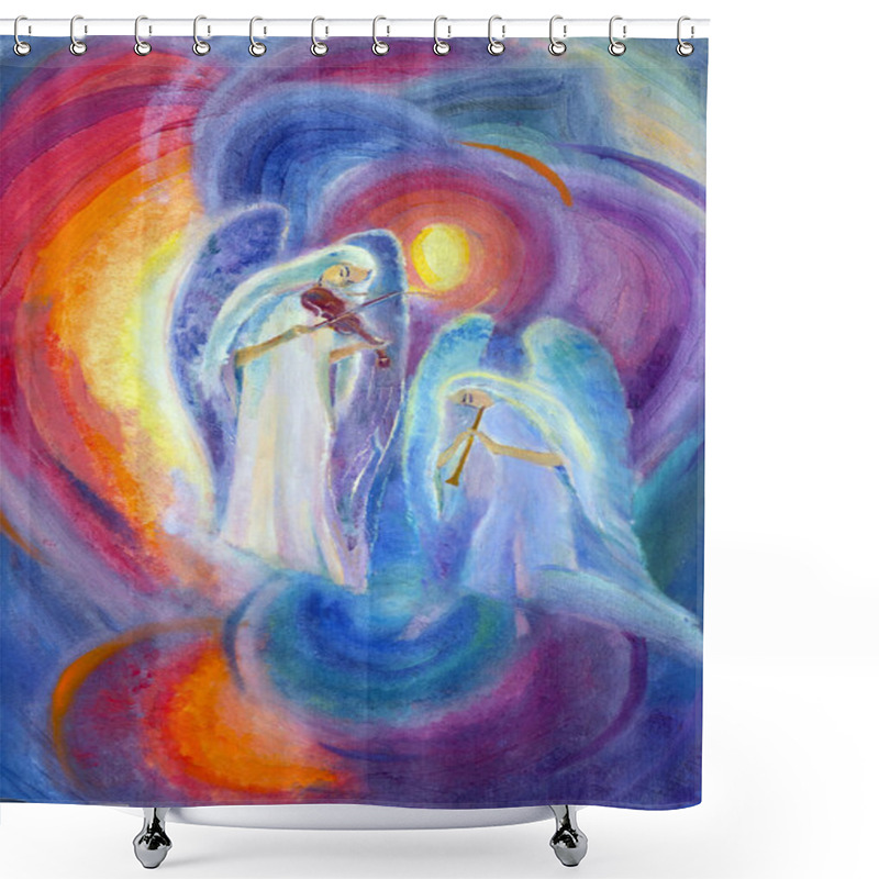 Personality  Angels Play Music Shower Curtains