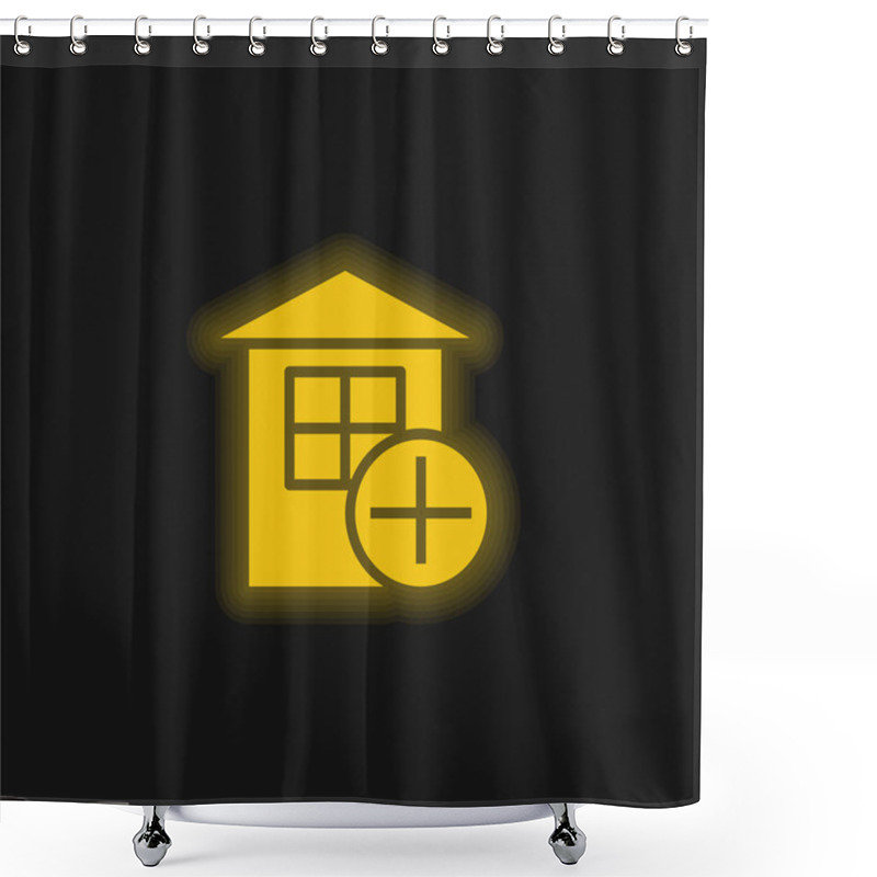 Personality  Add Yellow Glowing Neon Icon Shower Curtains