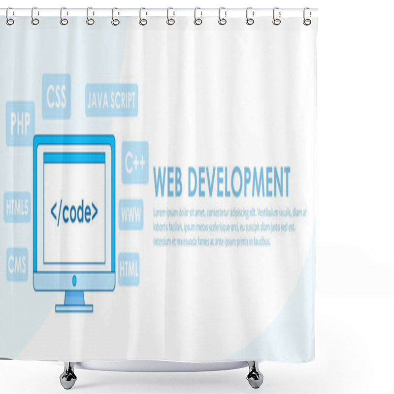 Personality  Web Development Banner. Computer With Window A Computer With A Browser Window. Studying Different Programming Languages. Shower Curtains