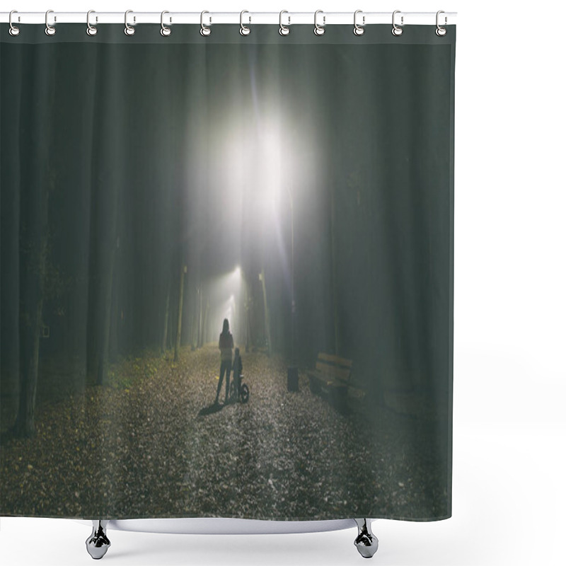 Personality  The Foggy Evening In The Autumn Park Shower Curtains