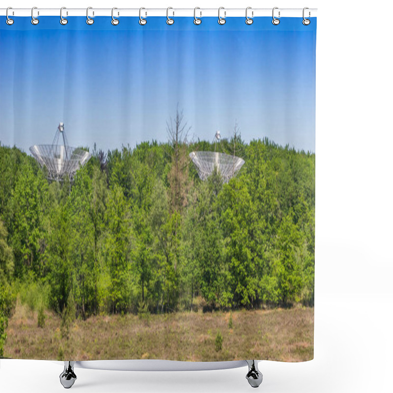 Personality  Radio Telescope Dishes In Nature Area Holmers-Halkenbroek In Drenthe, Netherlands Shower Curtains