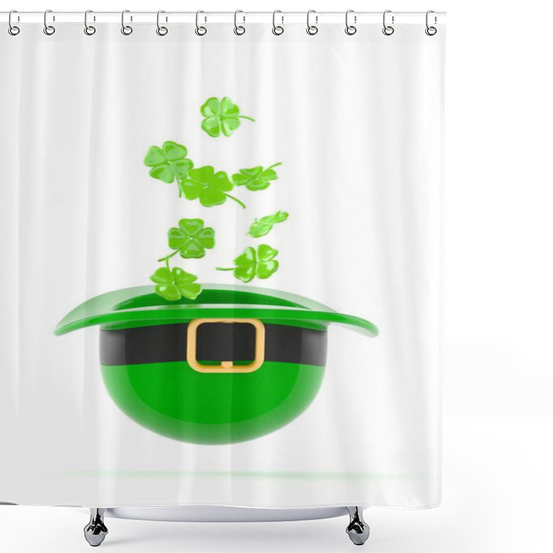 Personality  St. Patrick Hat With Four-leaf Clovers Shower Curtains