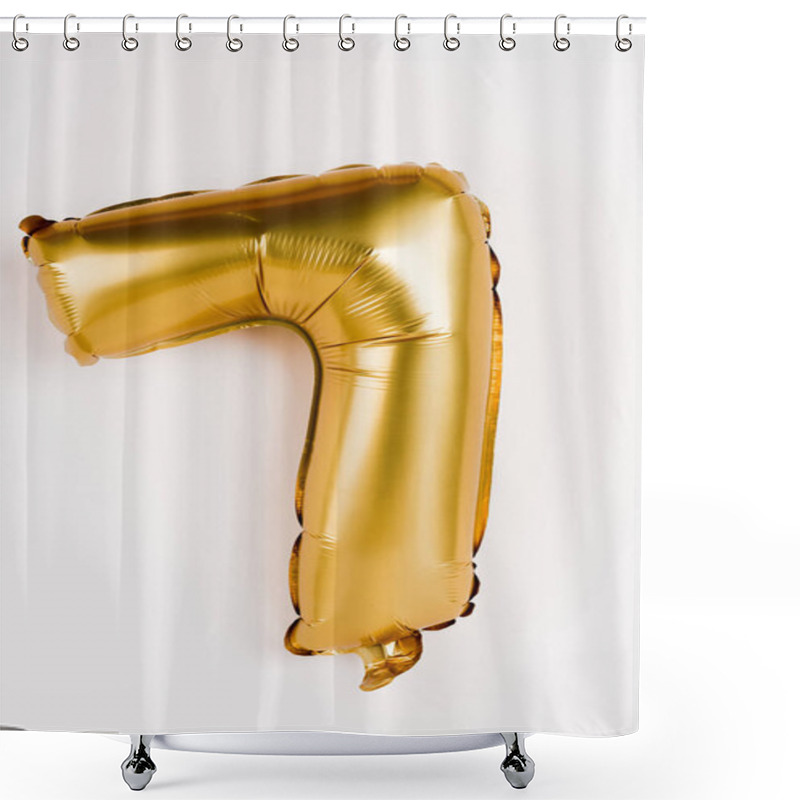 Personality  Golden Balloon In Shape Of Seven Number On Grey Background Shower Curtains