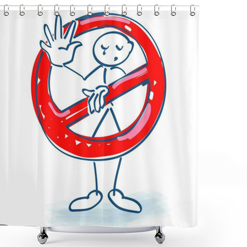 Personality  Stick Figures With Ban Shower Curtains