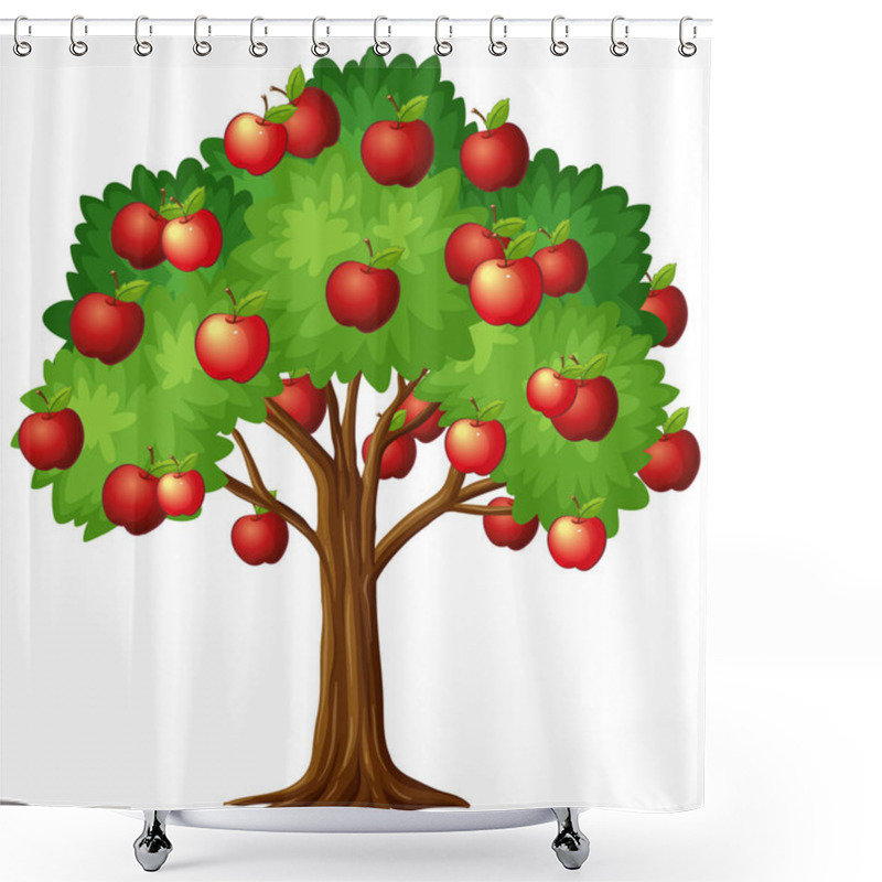 Personality  Apple Tree Isolated On White Background Illustration Shower Curtains