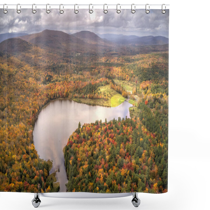 Personality  Colgate Lake In Upstate New York During Peak Fall Foliage Season. Shower Curtains