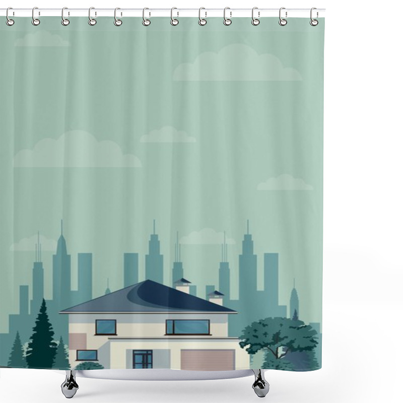 Personality  House In Spring Or Summer Season Shower Curtains