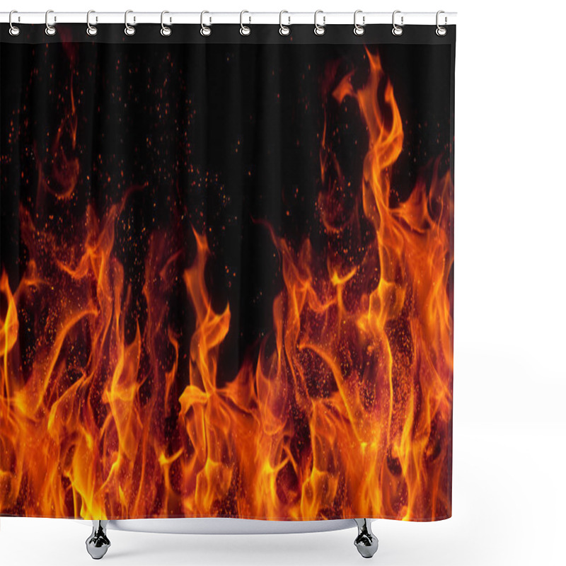 Personality  Fire Isolated Over Black Background Shower Curtains