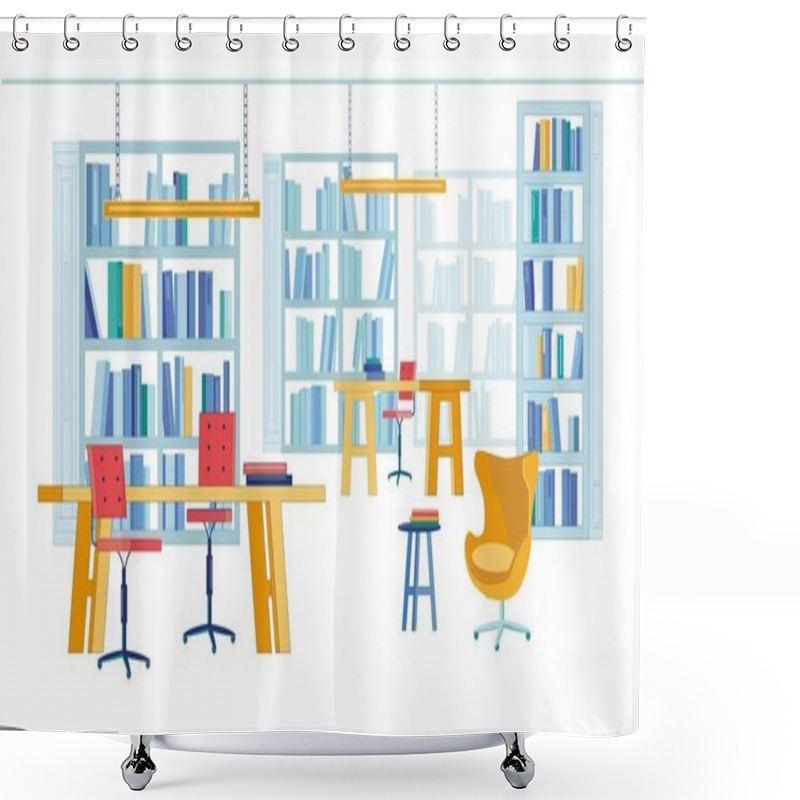 Personality  Reading Hall In Printed Books University Library Shower Curtains