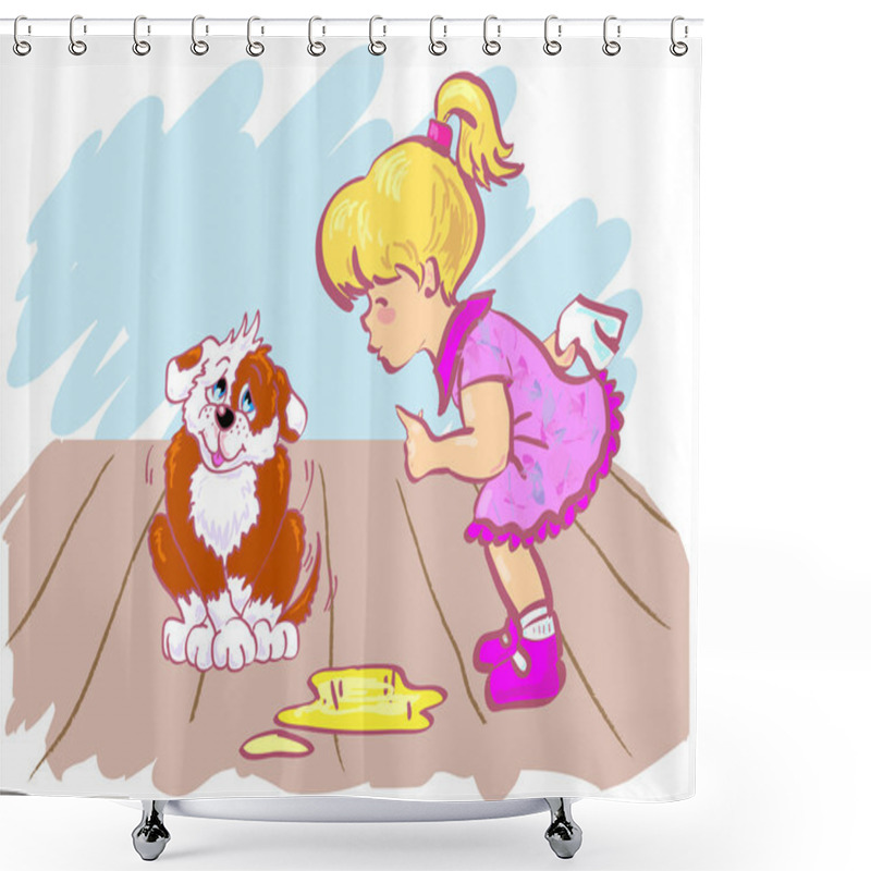 Personality  Girl And Dog Shower Curtains