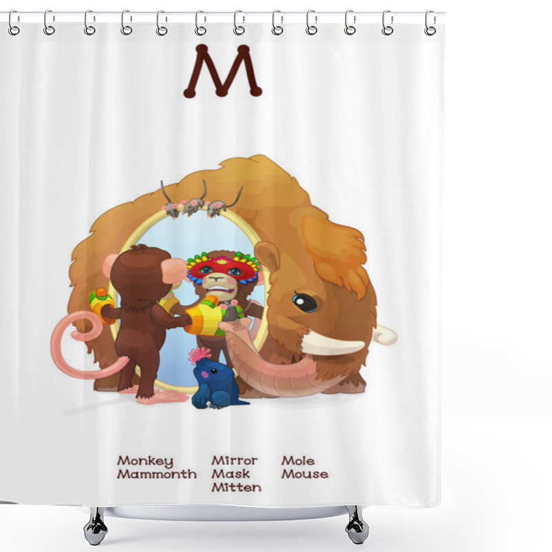 Personality  English Alphabet Series Of Amusing Animals Letter M Shower Curtains