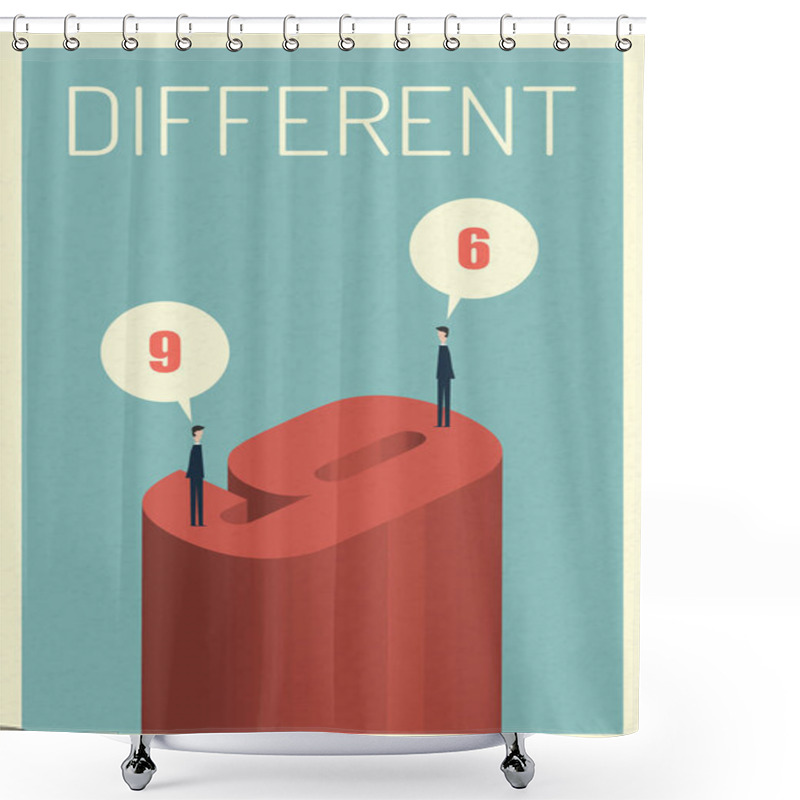 Personality  Different Opinions 6 And 9 . Eps10 Vector Illustration, Symbol Growth, Economy, Investment , Technology, Leadership,Successful Vision And Idea Concept  , Minimalist Retro Poster Shower Curtains