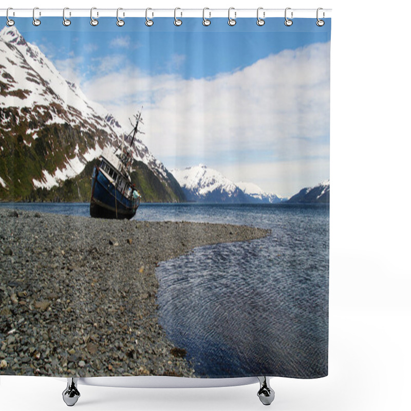 Personality  Derelict Boat Near Whittier Alaska Shower Curtains