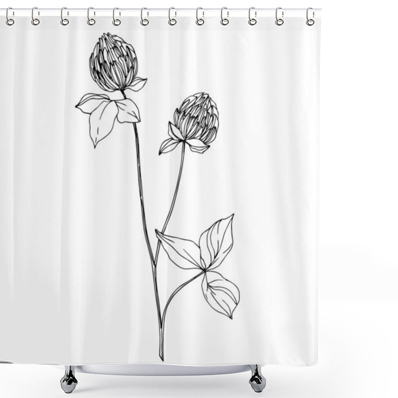 Personality  Vector Wildflower Floral Botanical Flowers. Black And White Engraved Ink Art. Isolated Wildflowers Illustration Element. Shower Curtains