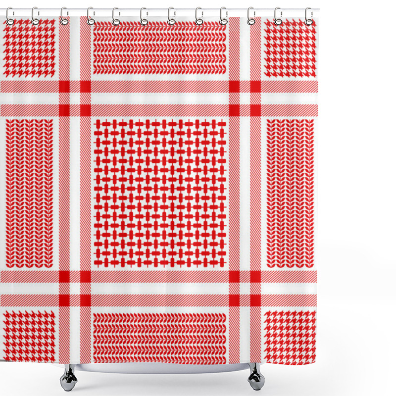 Personality  Squared Keffiyeh Vector Pattern With Geometric Motifs.  Shower Curtains