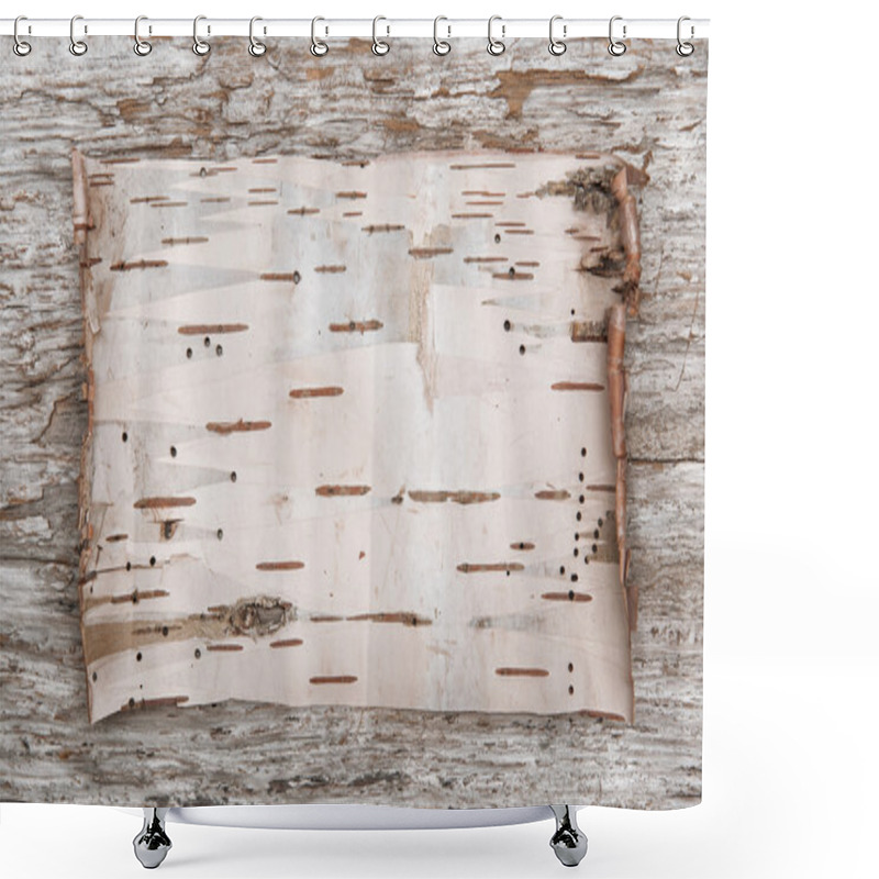 Personality  Birch Bark On The Old Wood Shower Curtains