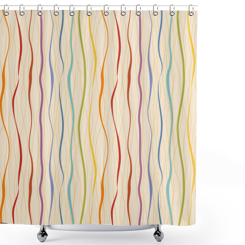 Personality  Vertical Wavy Stripes And Lines. Retro Seamless Pattern Shower Curtains