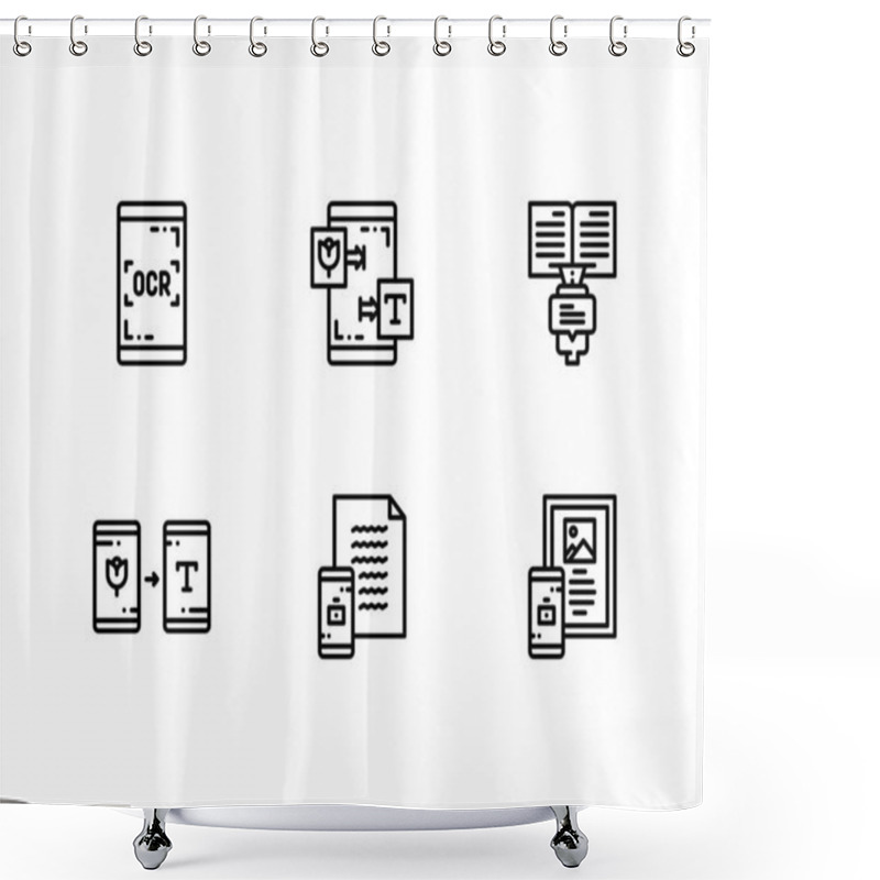 Personality  Optical Character Recognition Icons Set Shower Curtains