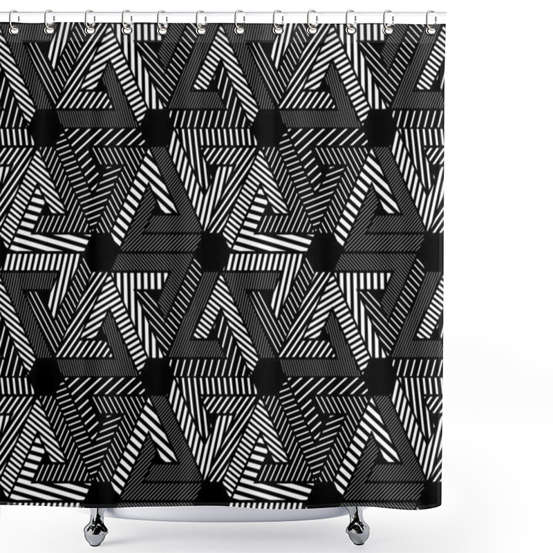 Personality  Geometric Black And White Seamless Pattern, Endless Striped Vect Shower Curtains