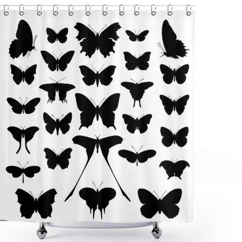 Personality  Butterflies Silhouette Set. Vector. Shower Curtains