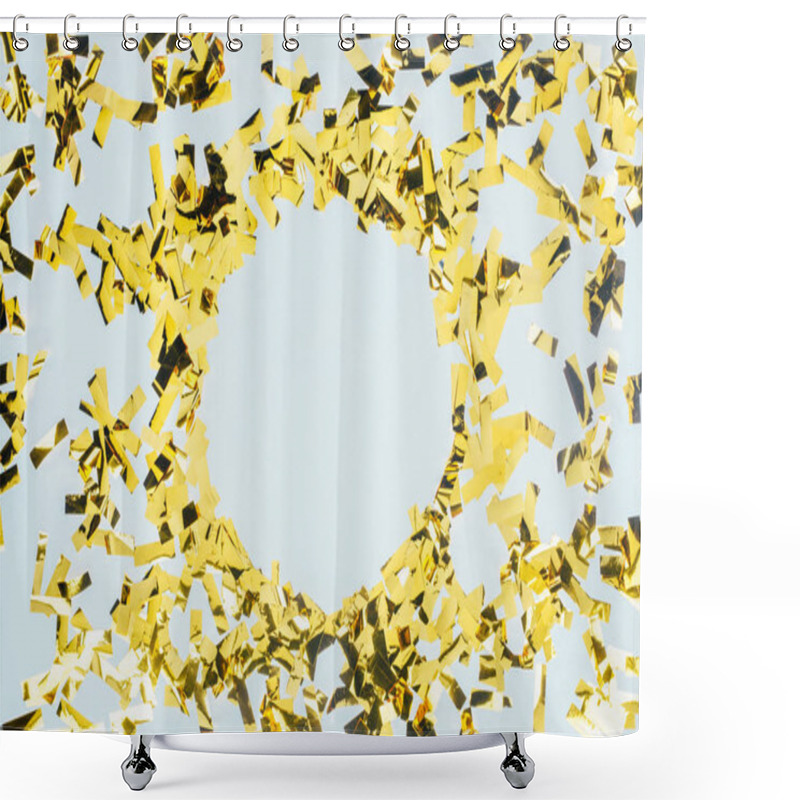 Personality  Frame Made Of Golden Confetti Shower Curtains