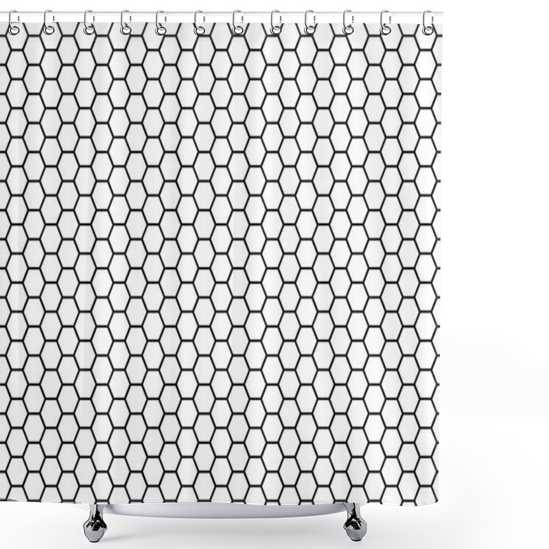 Personality  Hexagonal Cell Texture. Honey Hexagon Cells, Honeyed Comb Grid Texture And Honeycombs Fabric Seamless Pattern Vector Illustration Shower Curtains