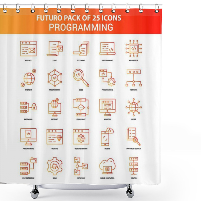 Personality  Orange Futuro 25 Programming Icon Set Shower Curtains