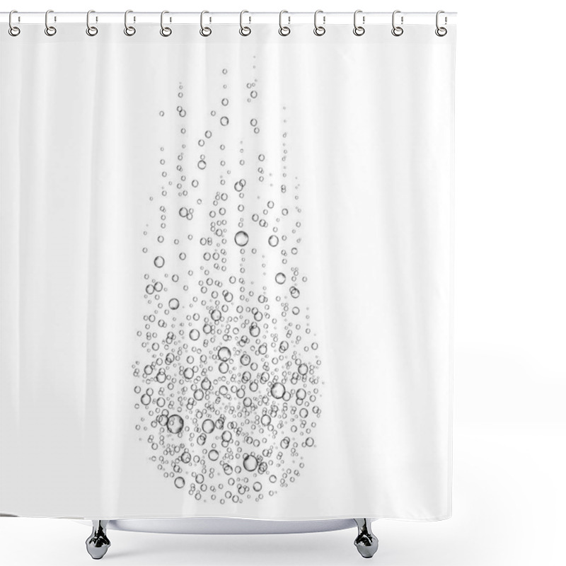 Personality  Effervescent Soluble Tablet Bubbles Isolated On White Background. Realistic Fizzy Trace Off Pill In Water. Template For Advertising Aspirin, Vitamins, Pain Medicine. Dissolving Process. Vector. Shower Curtains