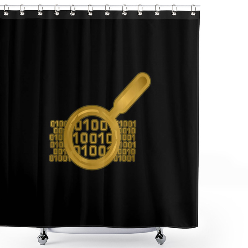 Personality  Binary Data Search Symbol Gold Plated Metalic Icon Or Logo Vector Shower Curtains