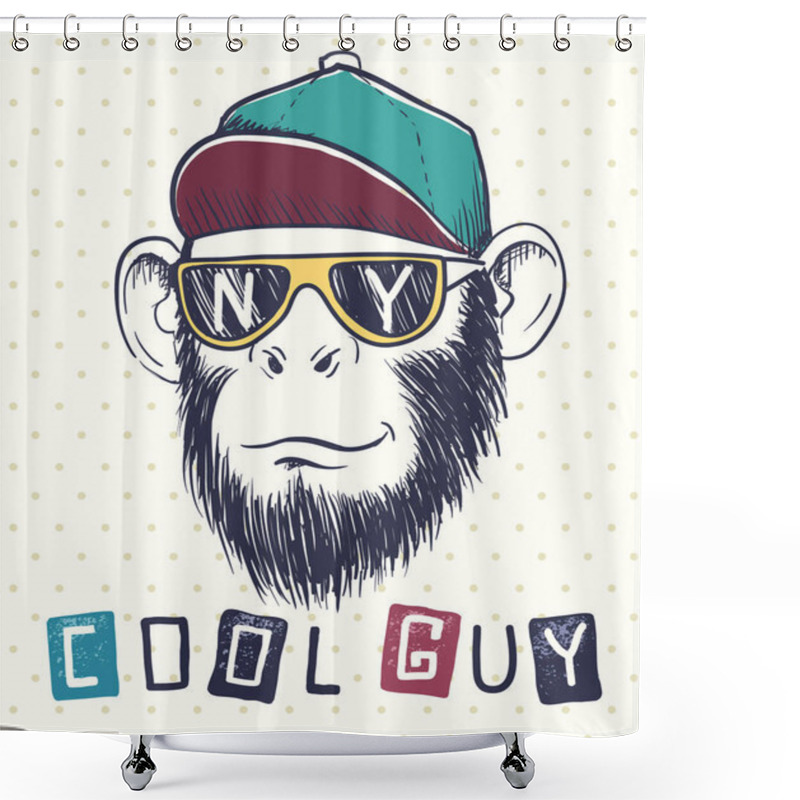 Personality  Cool Monkey Chimpanzee Dressed In Sunglasses Shower Curtains