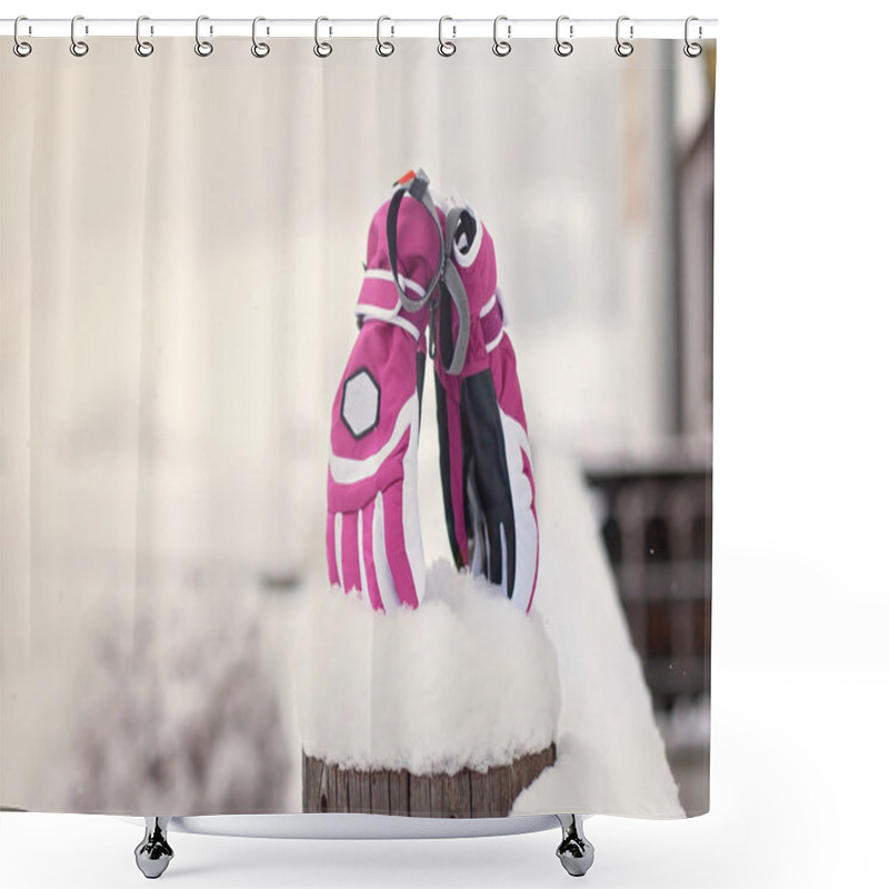 Personality  Winter Snow Gloves Shower Curtains