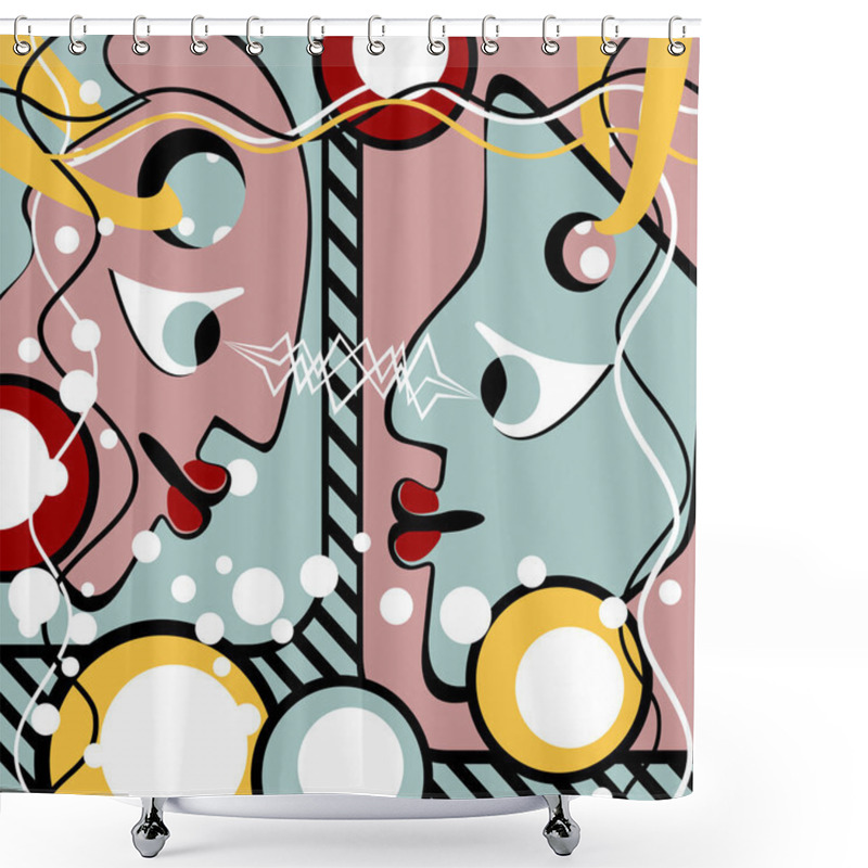 Personality  Abstract People Look At Each Other  Shower Curtains