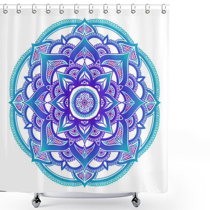 Personality  Gradient Mandala. Circle Ethnic Ornament. Hand Drawn Traditional Indian Round Element. Spiritual Meditation Yoga Henna Theme. Unique Print. Template For Design. Shower Curtains