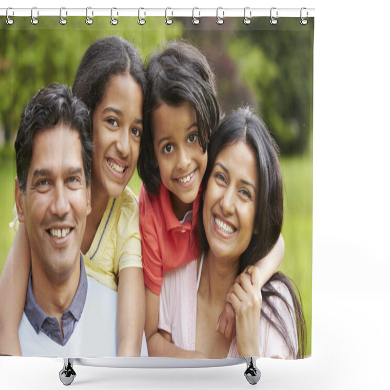 Personality  Indian Family Walking In Countryside Shower Curtains