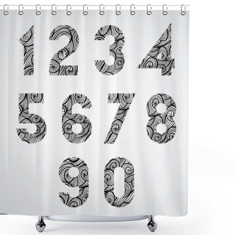 Personality  Old Style Numbers Shower Curtains