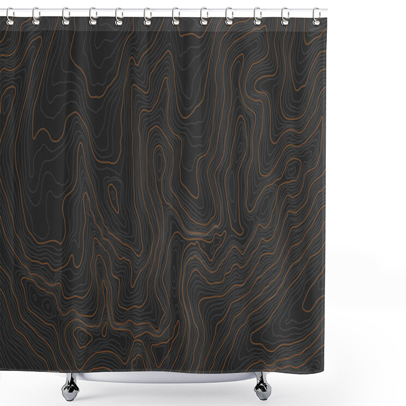 Personality  Fully Editable And Scalable Vector Illustration Of Topographic Map On A Dark Background. Great As An Abstract Background. Shower Curtains