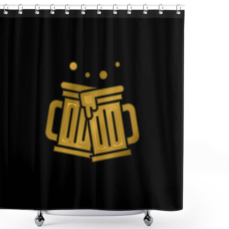 Personality  Beers Gold Plated Metalic Icon Or Logo Vector Shower Curtains