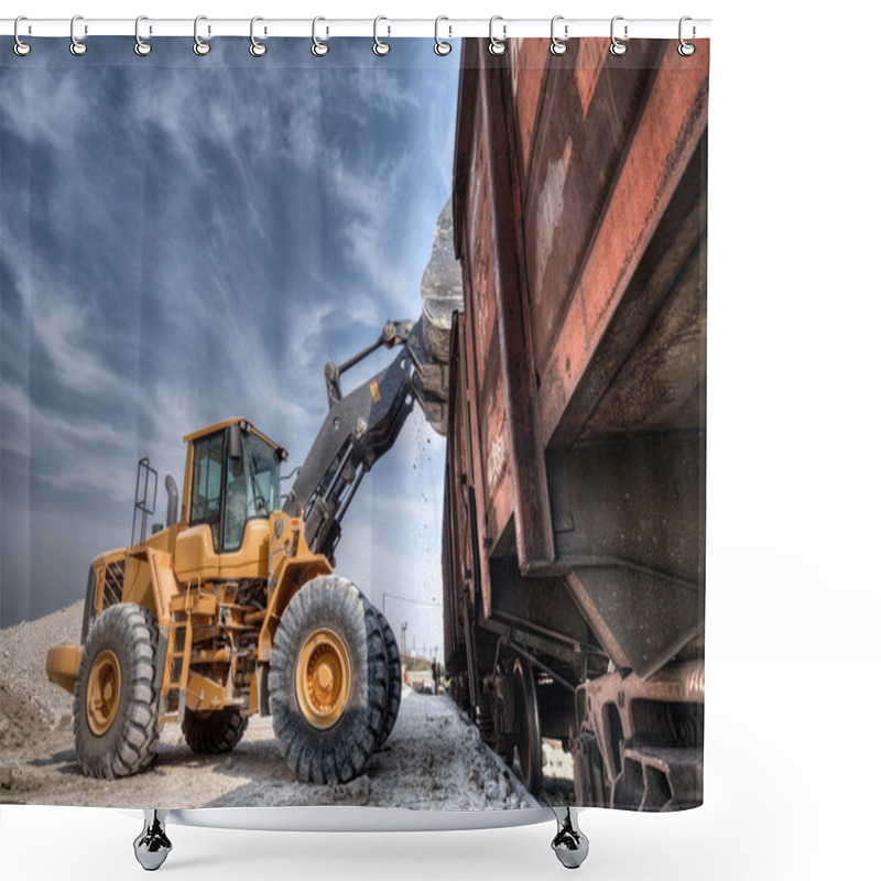 Personality  Excavator Loader With Backhoe Works Shower Curtains