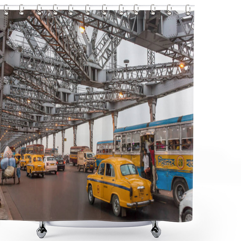 Personality  Kolkata, India - April 6, 2017: Traffic On The Howrah Bridge In Calcutta, West Bengal, India Shower Curtains