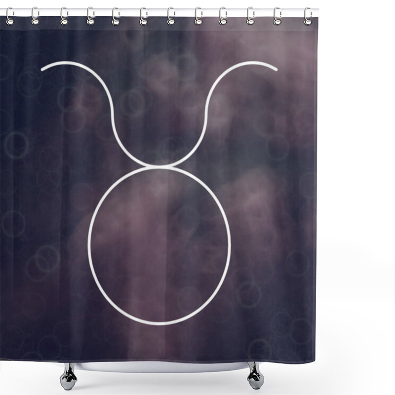 Personality  Zodiac Sign - Taurus. White Thin Line Astrological Symbols On Blurry Colorful Abstract Background. Shower Curtains