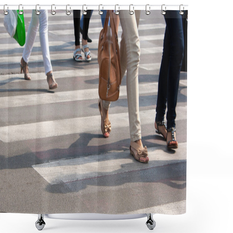 Personality  Feet On The Pedestrian Crossing Shower Curtains