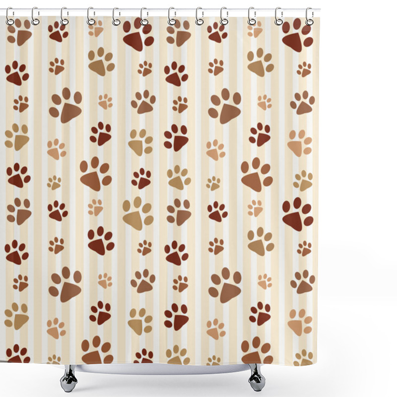 Personality  Brown Footprints Seamless Pattern Shower Curtains