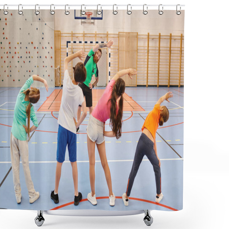 Personality  Diverse Group Of People Excitedly Standing Together On A Basketball Court, Soaking In The Bright Energy Around Them. Shower Curtains