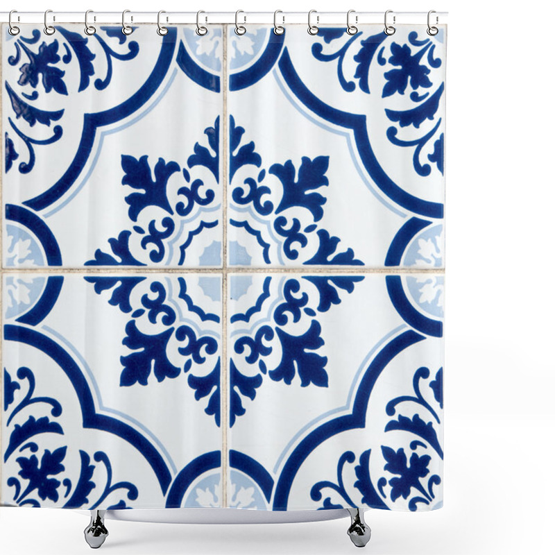 Personality  Traditional Portuguese Glazed Tiles Shower Curtains