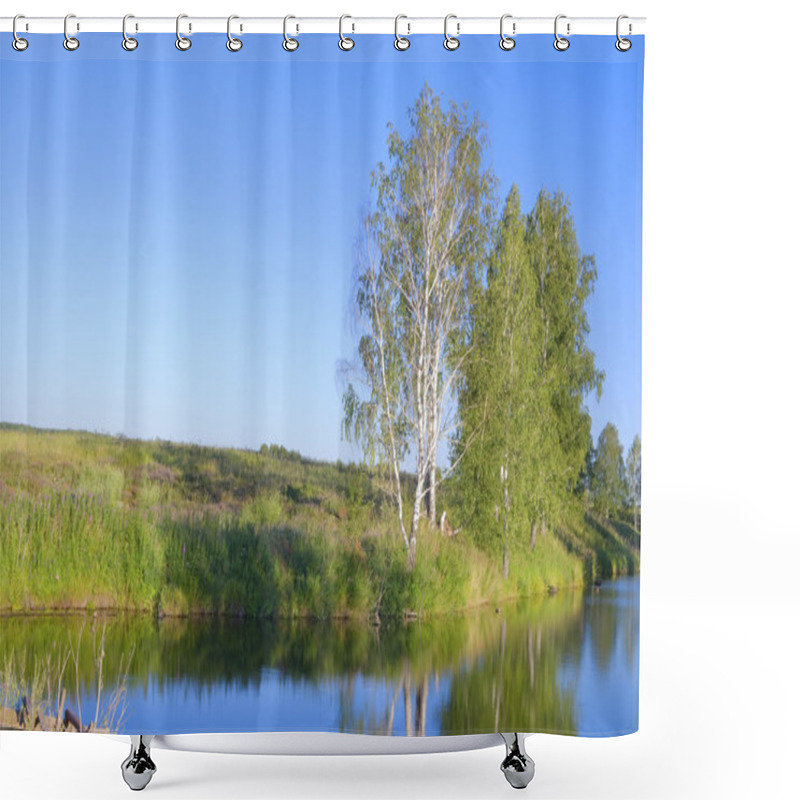 Personality  Birches On The Bank Of The River Shower Curtains